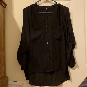 H&M Black Sheer Button-Up Blouse